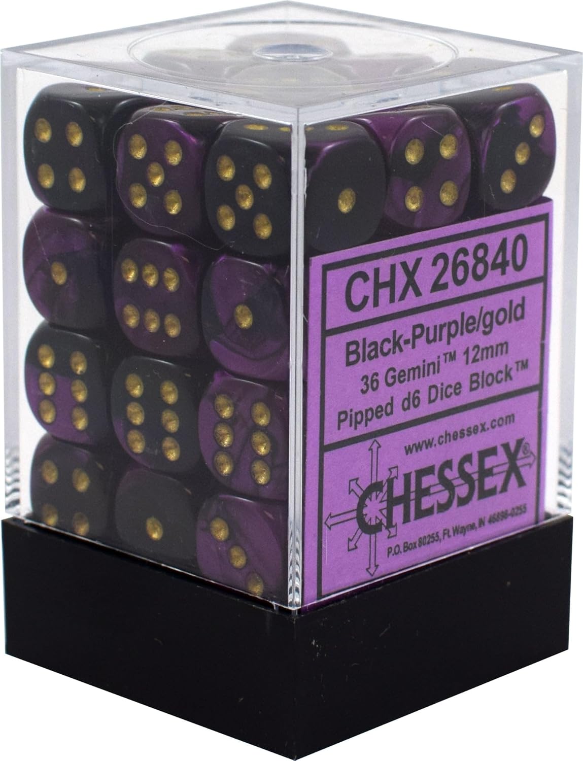 Chessex DND Dice Set- D&D Dice-12mm Gemini Black, Purple, and Gold Polyhedral Dice Set- for Dungeons and Dragons Dice Includes 36 Dice – D6, Various, (CHX26840)
