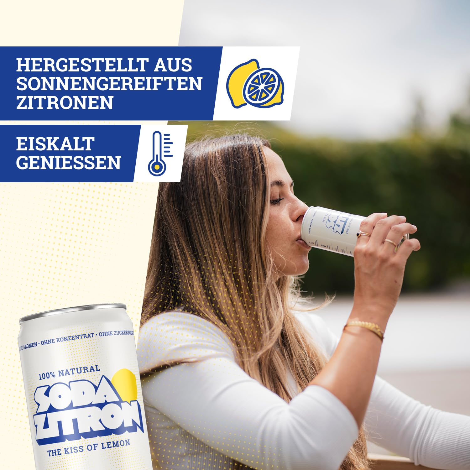 SODA ZITRON BIO - 100% Natürliche Erfrischung - Original aus Österreich - Erfrischungsgetränk hergestellt aus Zitronen - ohne Zucker - kalorienarm - 48 x 330ml EINWEG