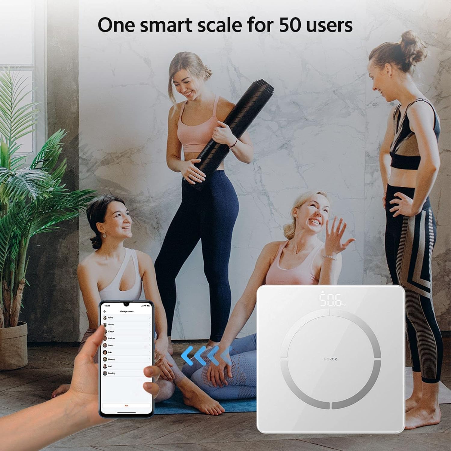HONOR Body Composition Scale 2-Digital Bathroom Scale Smart Scale Bluetooth Body Fat Scale, 14 Key Body Indicators(BMI/Weight/Body Fat/Resting Heart Rate/Body Composition Analysis)