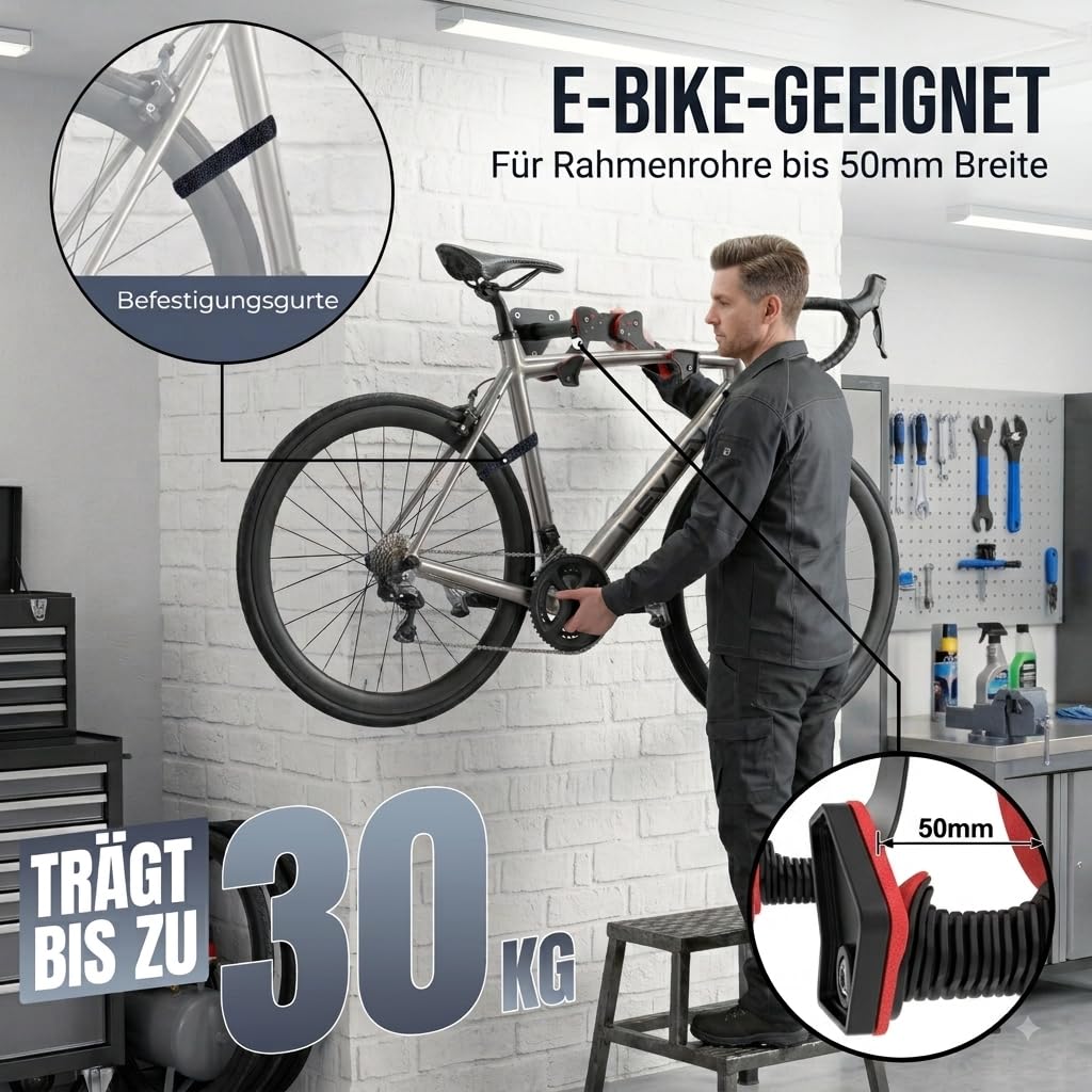 Fahrradwandhalterung verstellbar 35-46cm, bis 30kg, Rennrad MTB & E-Bike