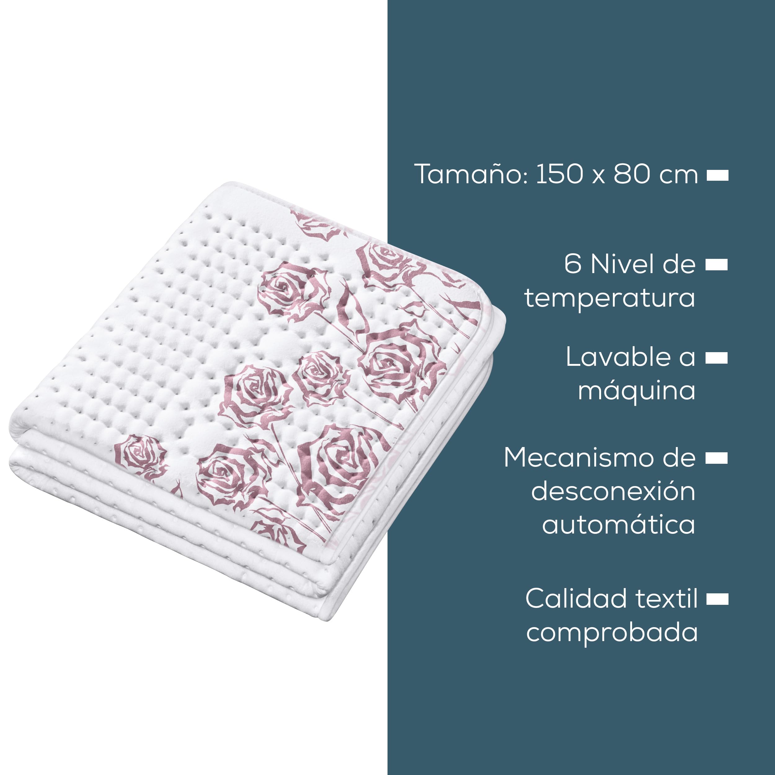 Beurer Colcha térmica UB 75 para cama, acogedora, con 6 niveles de temperatura y calentamiento rápido, manta eléctrica para cama lavable a máquina, blanca, 1 pieza (paquete de 1)