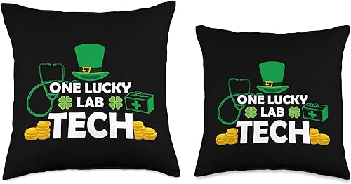 Miniatura 3 de One Lucky Laboratory Lab Tech St Patrick's Day Leprechaun Throw Pillow