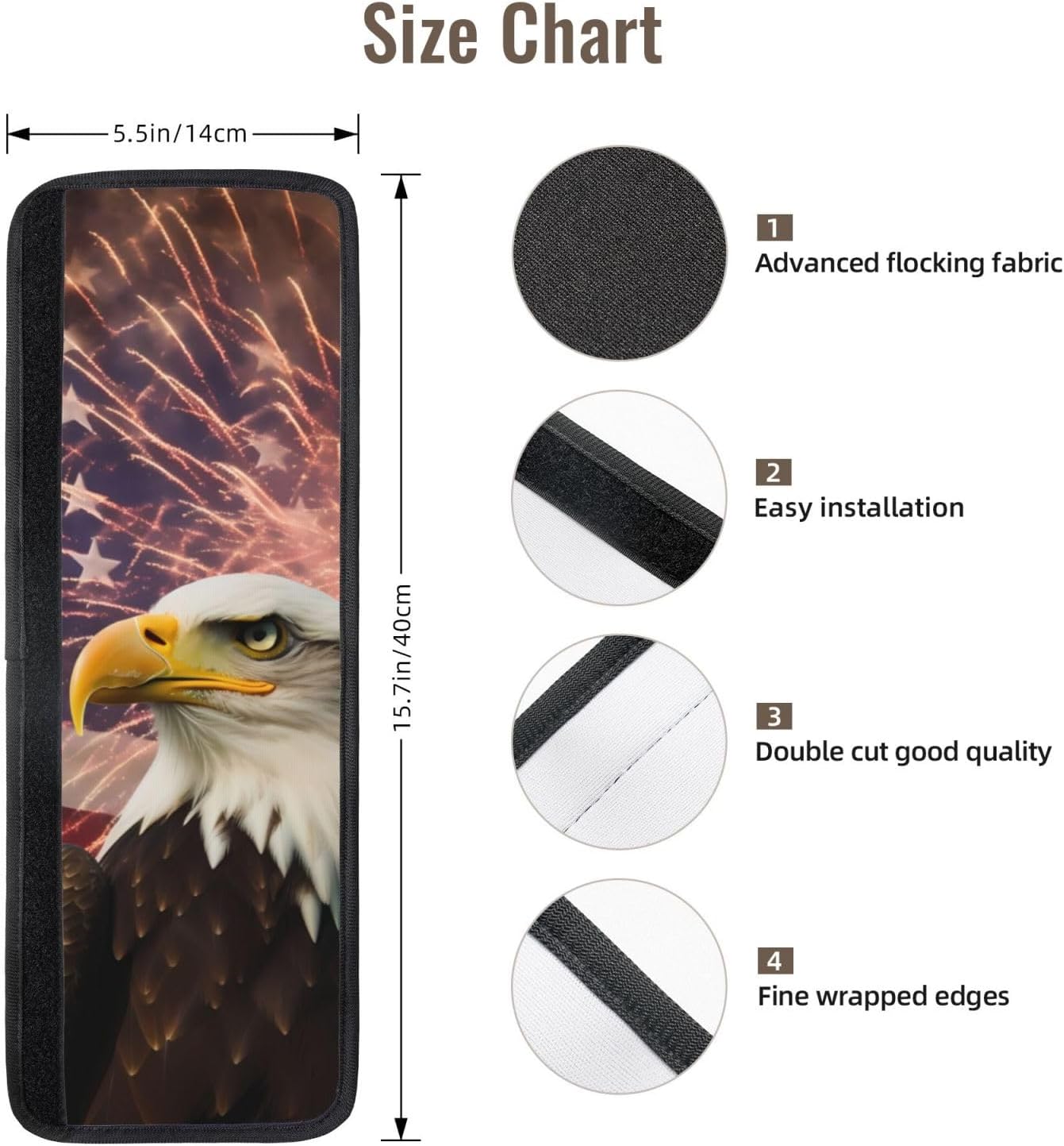 USA Flag Eagle Refrigerator Door Handle Covers Pack of 2, Handle Protector for Fridge Microwave Oven Patriotic Appliance Handles Wrap Cloth 15.7x5.5 in
