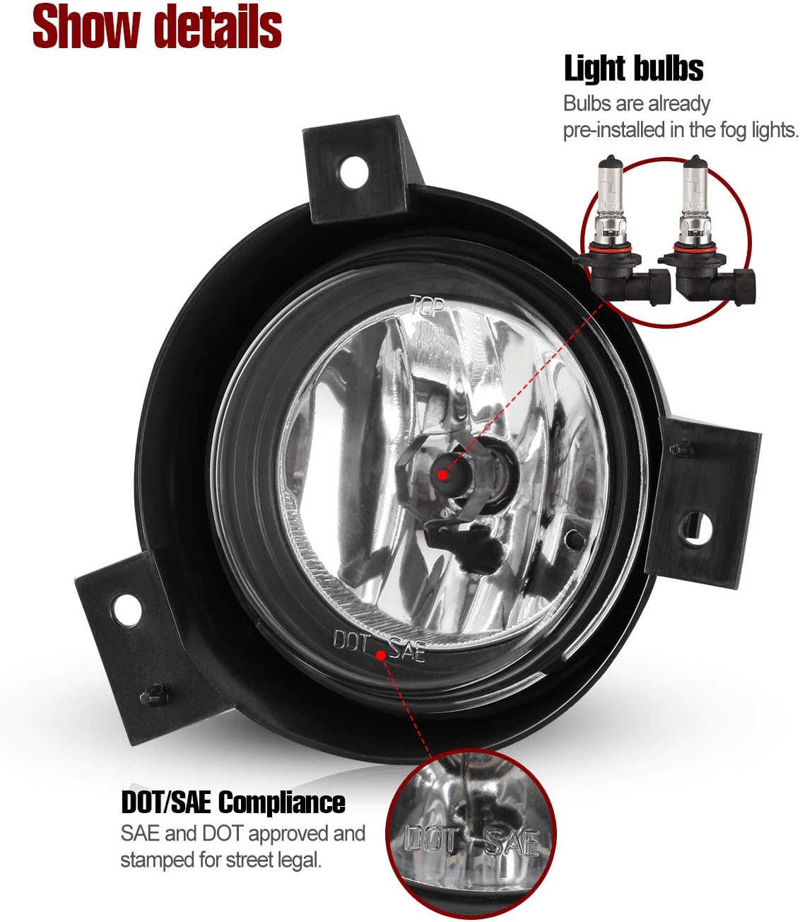 AUTOWIKI Fog Lights for 2001 2002 2003 Ford Ranger Driver Left side Fog Light Assembly 01 02 03 Ranger OEM Replacement Fog Lamps 1 pcs