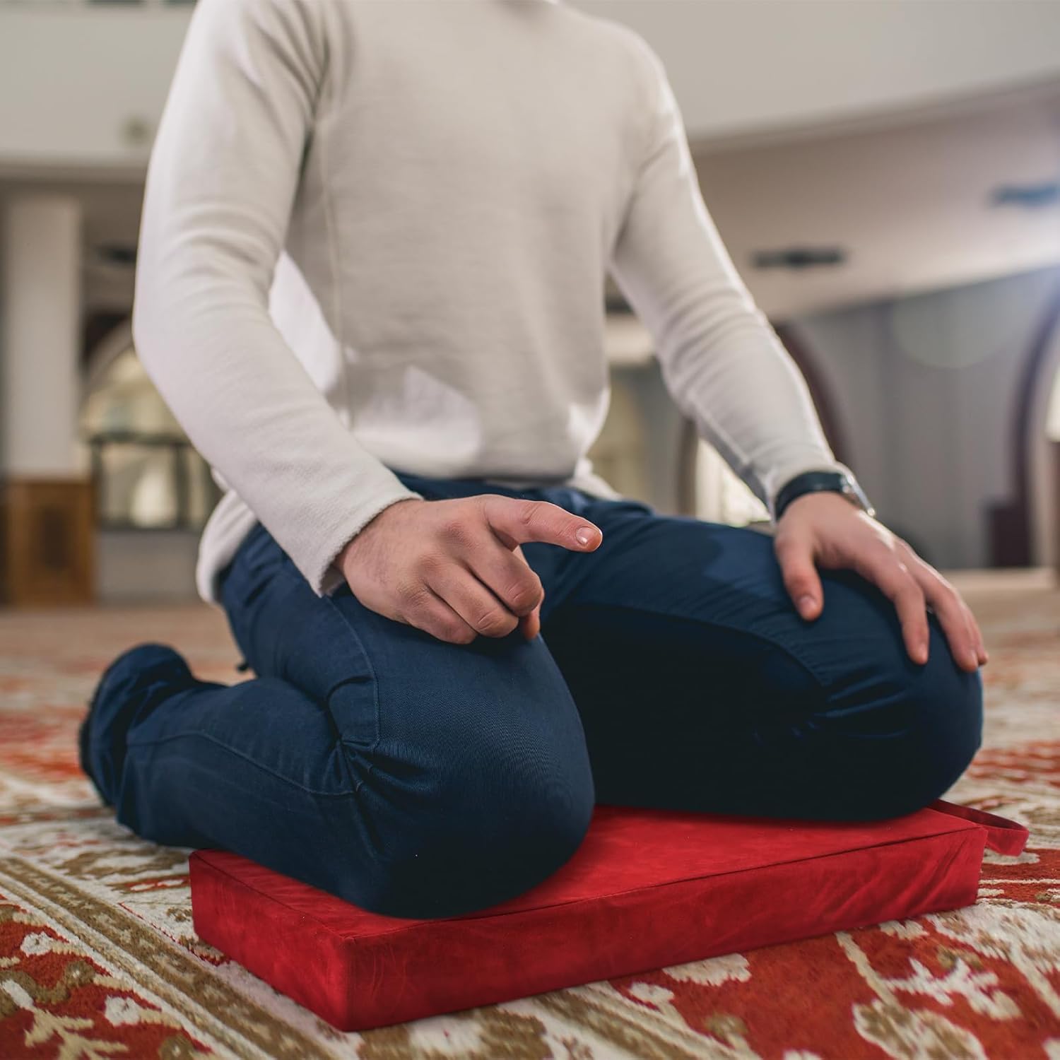 Personal Prayer Kneeler Pad 18 3/4 Inch Christian Kneeling Pillow Microfiber and High Density Foam Personal Religious Prayer Kneeler Pad Pillow Bench for Kneeling Christian Gift(Burgundy)