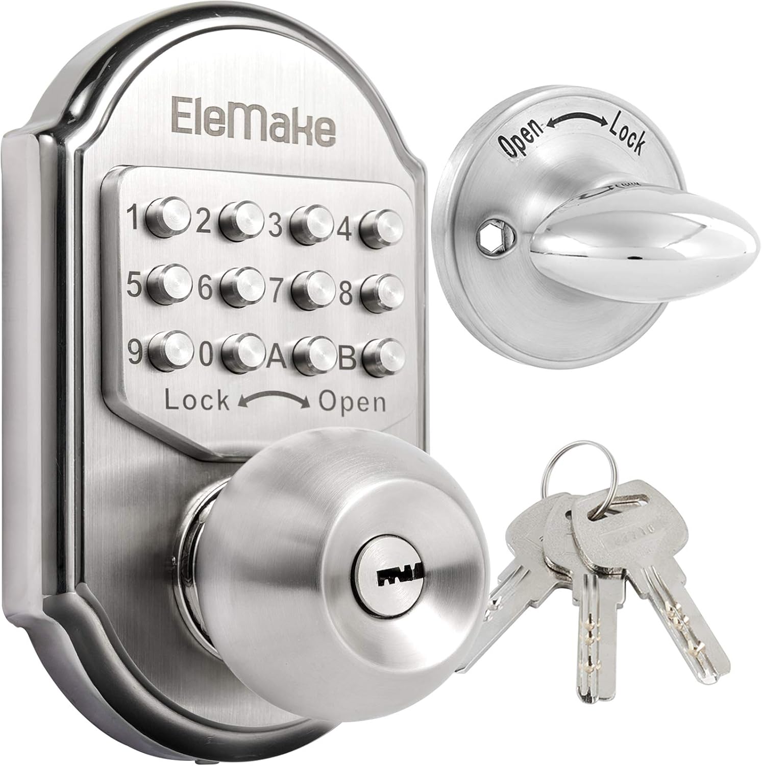 Keyless Entry Keypad Deadbolt Door Lock 304 Stainless Steel 100% Mechanical - No Risk of Low Power
