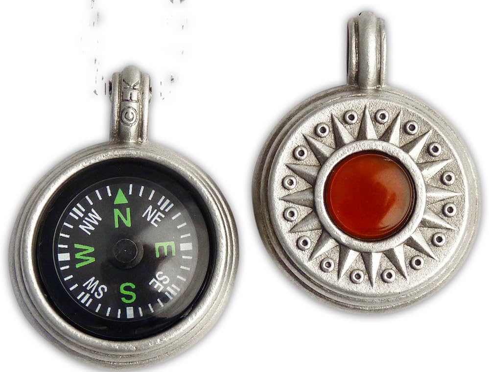 Journeyworks Compass Rose with Carnelian Compass Pendant