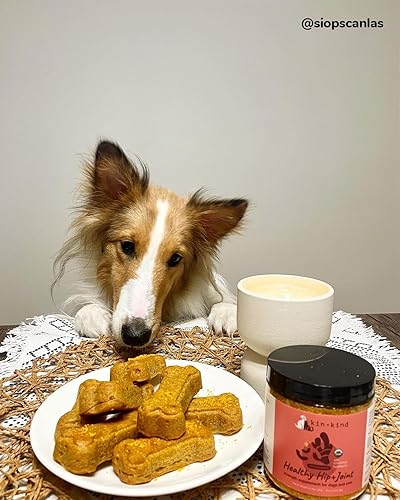 Miniatura 8 de kin+kind Hip+Suplemento para articulaciones para perros y gatos, fórmula natural formulada por veterinarios con cúrcuma orgánica, pimienta negra y