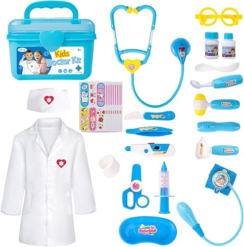 Liberry Kit médico para niños pequeños de 3, 4 y 5 años, juego de médico para niñas y niños, kit médico de juego de simulación con estetoscopio y