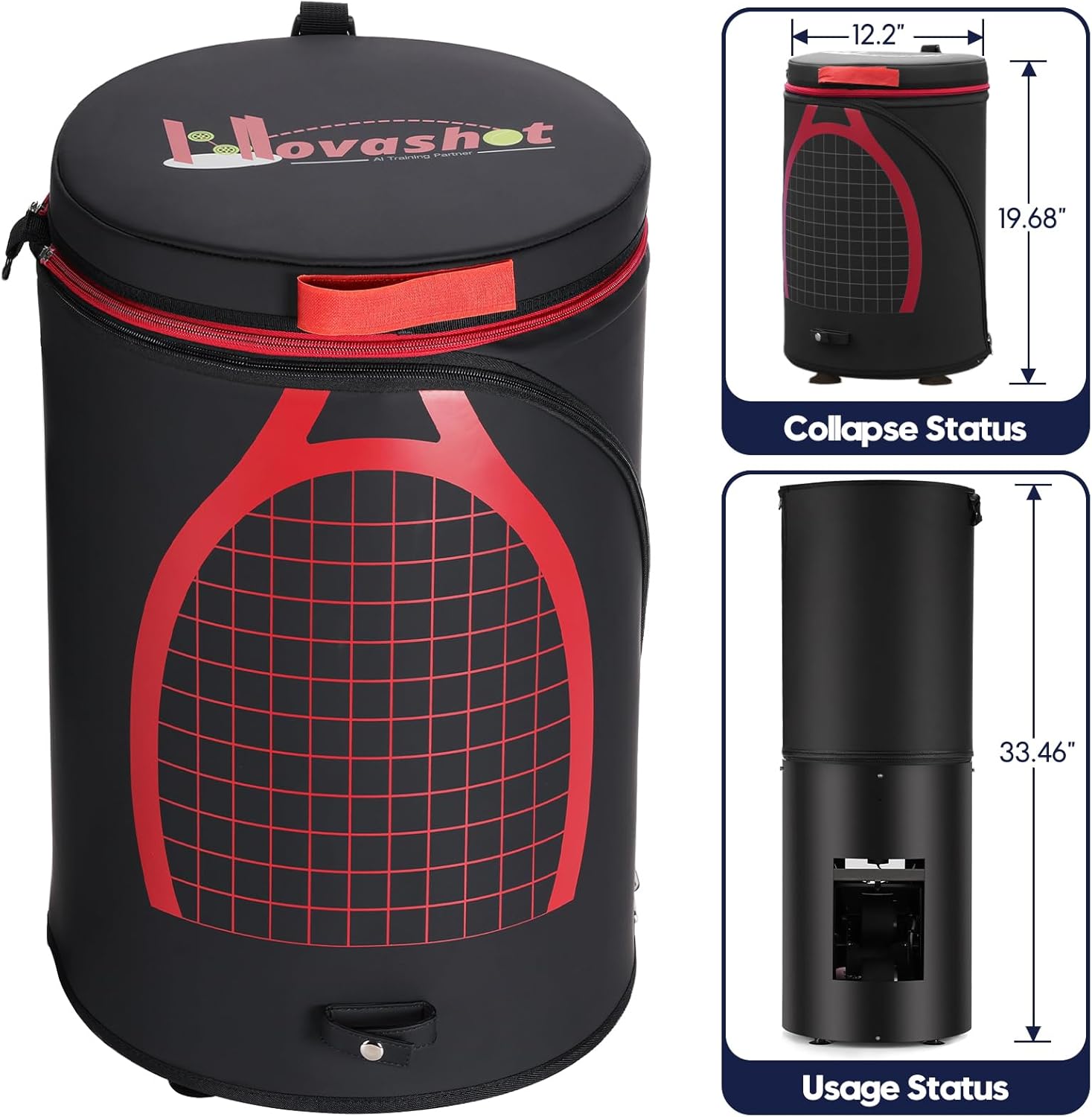 Portable Tennis Ball Machine(16.5Lbs), App-Contolled&Voice-Controlled Tennis Ball Launcher,130-Ball Capacity, 10000+ Drill Combinations,Max 75mph,4H Battery, Training Courses for All Skill Levels