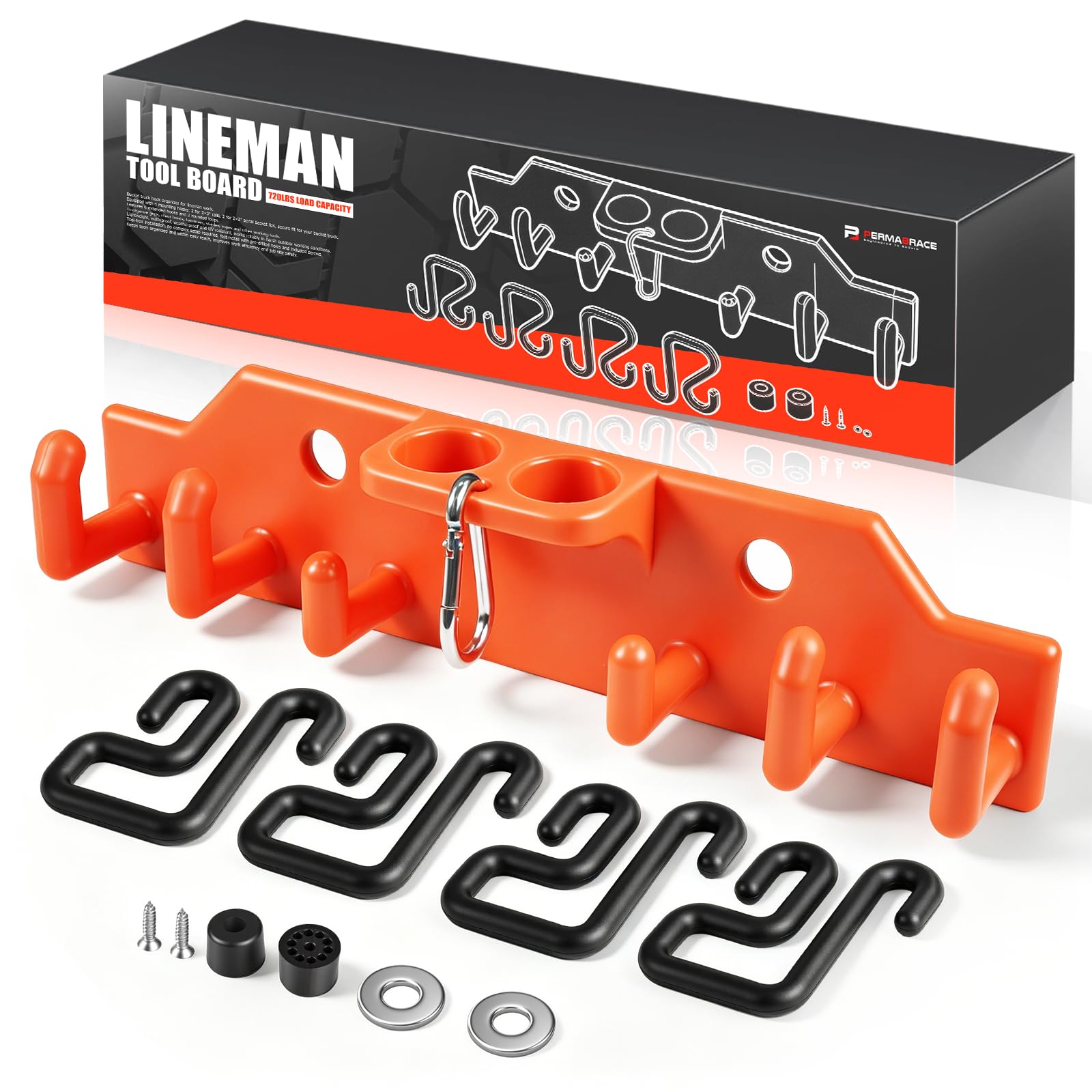 Lineman Bucket Truck Tool Board Hook Organizer,4 Mount Hooks (2×3" &amp; 2×2")