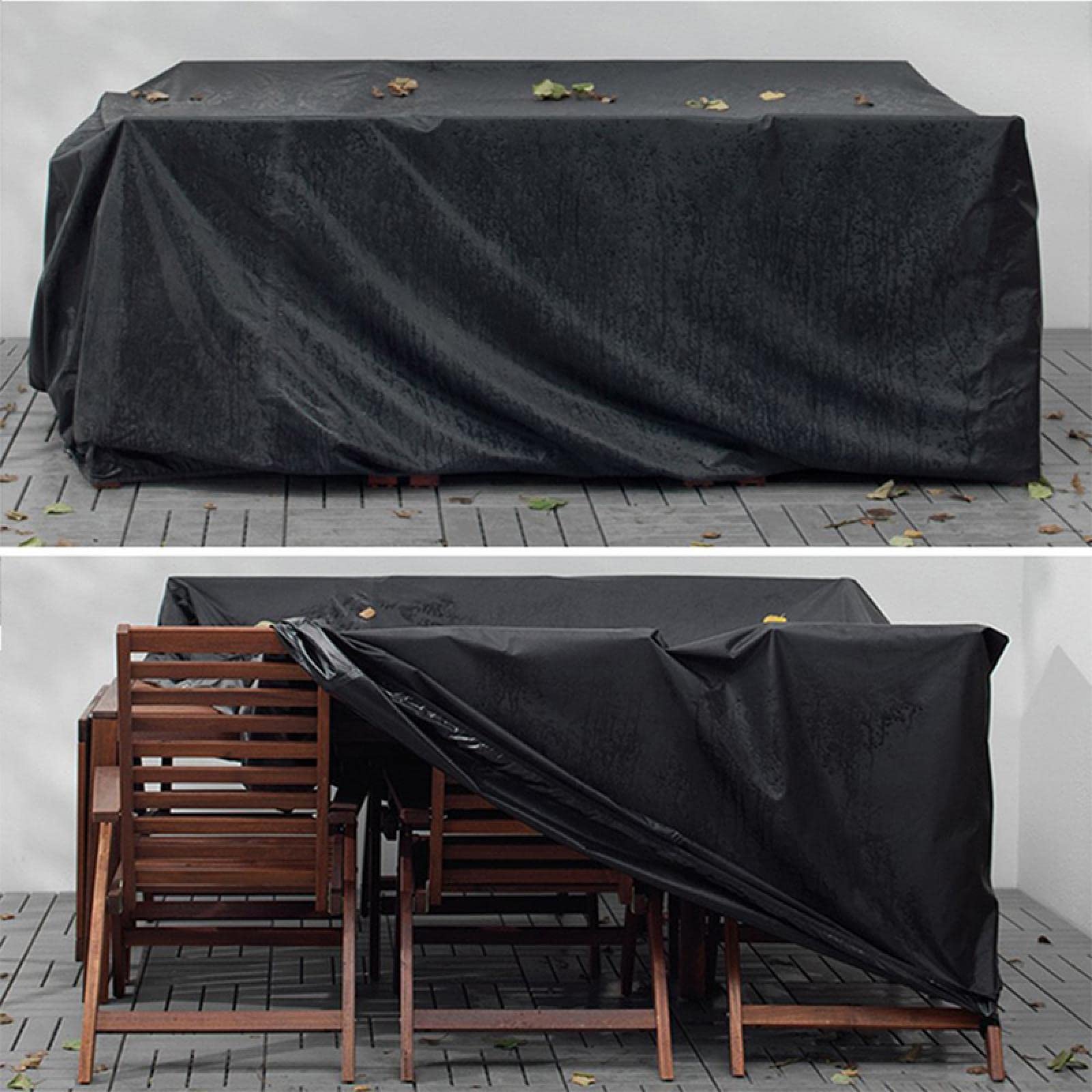 Copertura per mobili da giardino resistente, nera, 200 x 160 x 74 cm, impermeabile, antivento, a prova di neve, anti UV, resistente agli strappi, aggiornata con 4 fibbie antivento rettangolare per