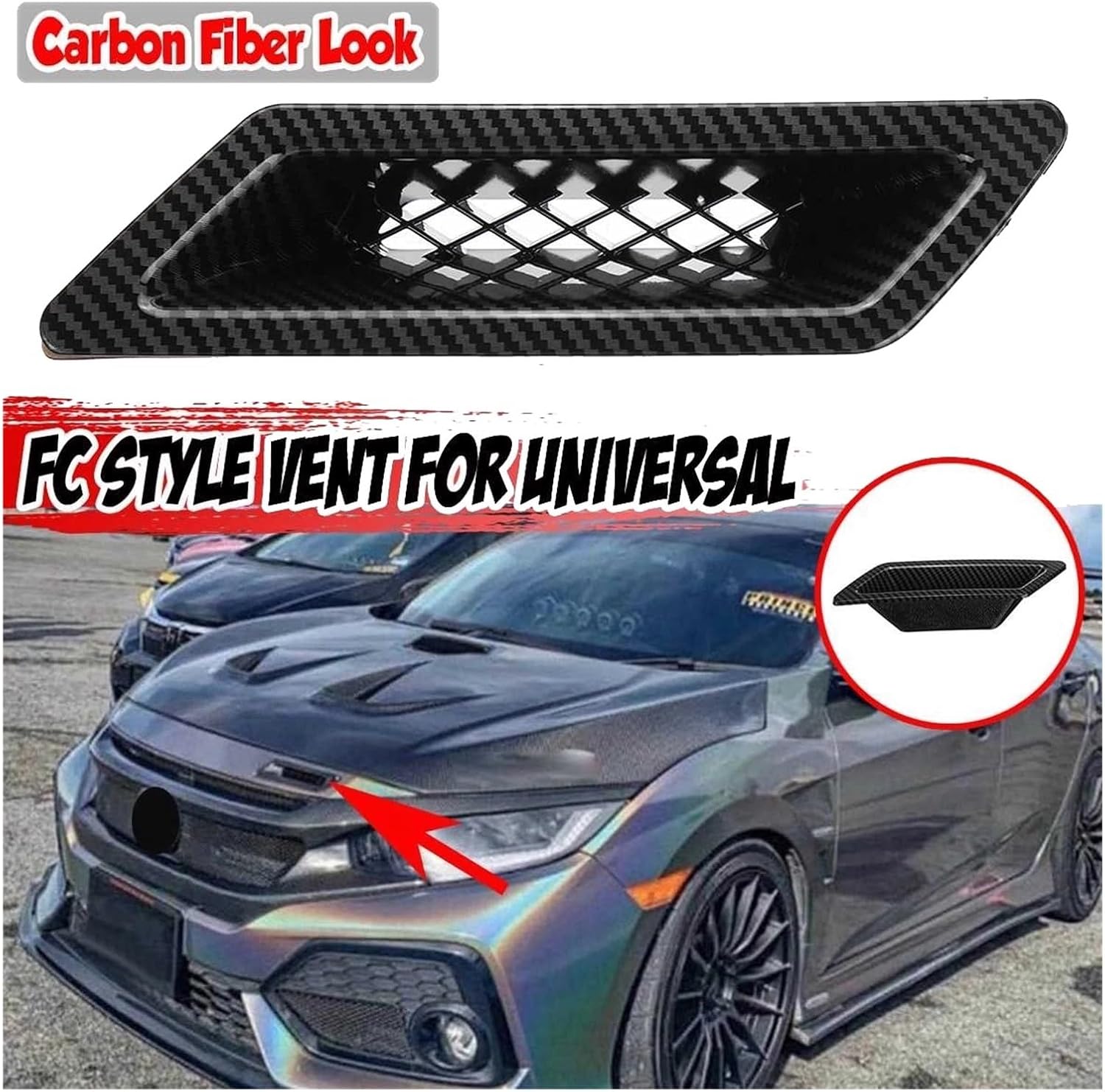 Carbon Fiber Universal Car Front Bumper Hood Vent Air Out Decoration Compatible With Honda And Civic Compatible With BMW E90 E80 E82 F30