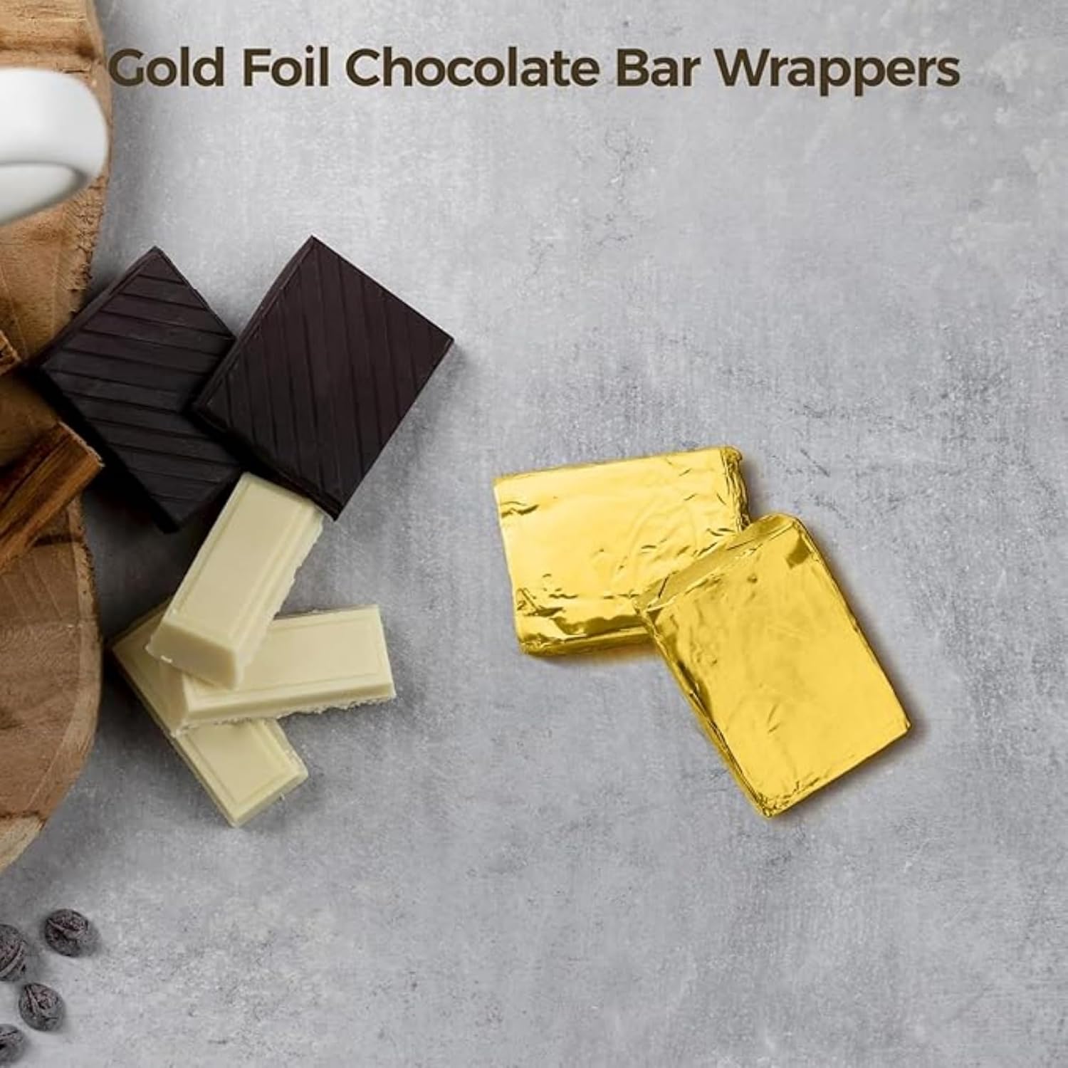 200 Pack 3.9x3.9 inch Golden Chocolate Wrappers Aluminium Foil