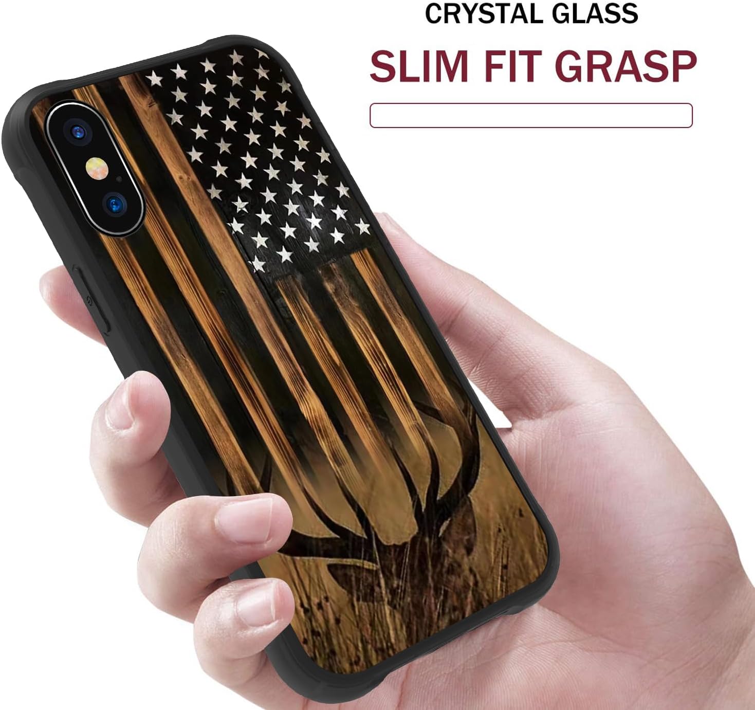 Case for iPhone XR,Deer American Flag Case for iPhone XR Design for Men Boys [Anti-Scratch] Non-Slip+Shockproof Rugged TPU Protective Case - Image 6