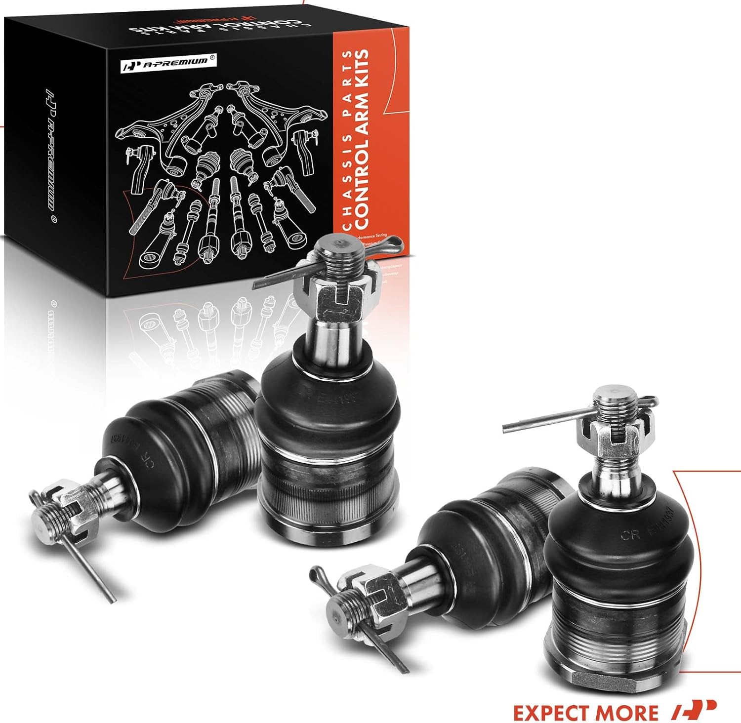 A-Premium Set of 4, Front Upper & Lower Ball Joints Kit, Compatible with Chrysler Town & Country Imperial New Yorker Newport Dodge Dakota D100 Pickup Ram 1500 Van Ramcharger Plymouth Fury Trailduster