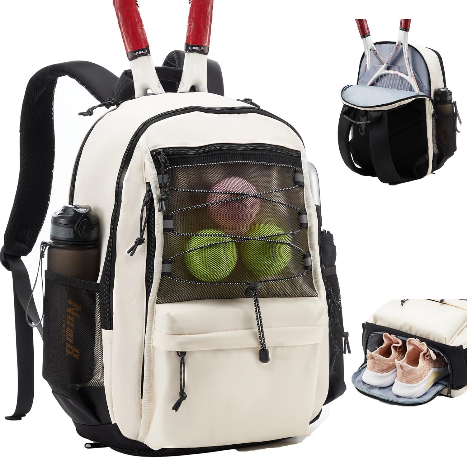 LANBX Tennis Bag, Tennis Backpack for Women Men 2 Rackets with Insulated Pocket Shoe Compartemnt for Pickleball Tennis