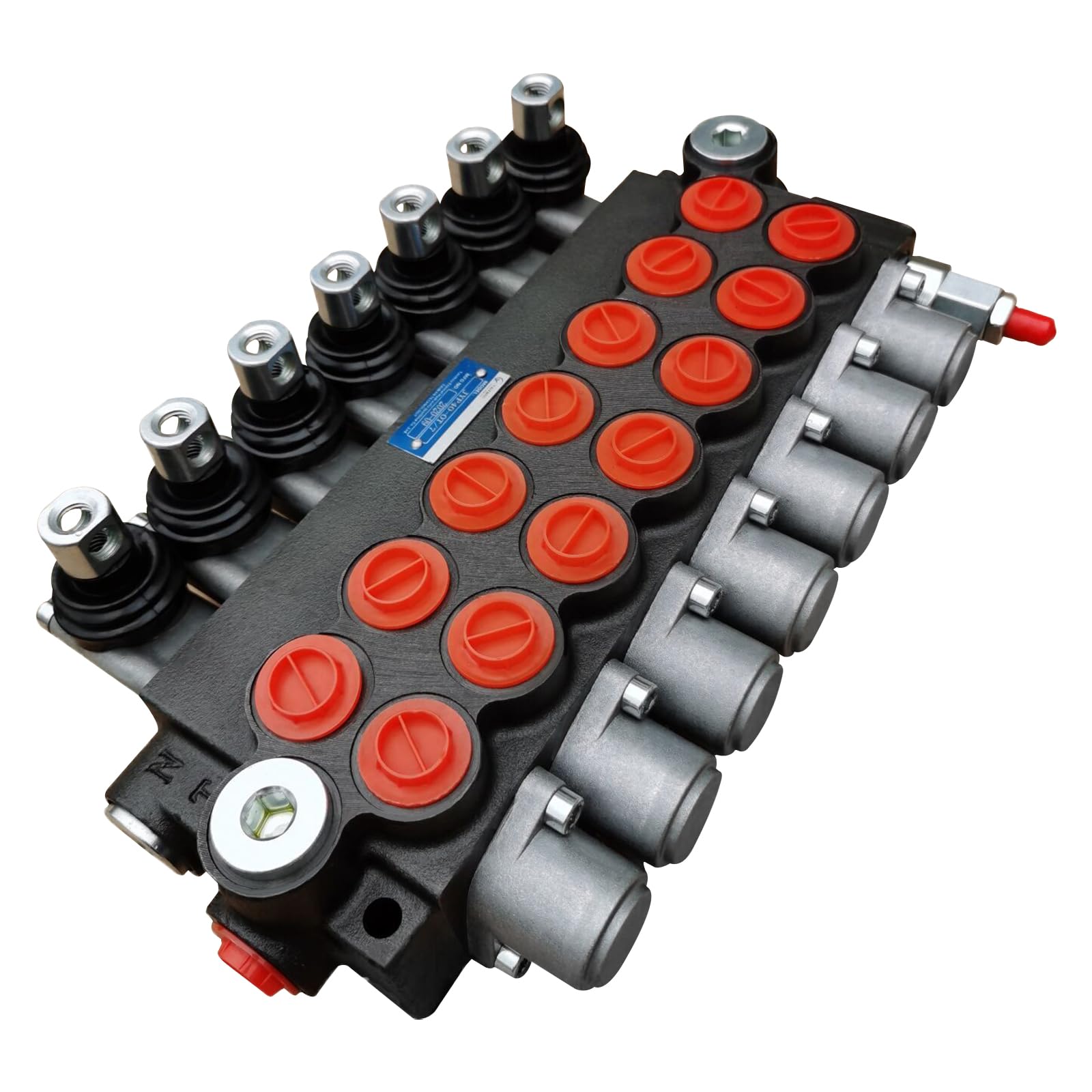 Valvola di controllo manuale idraulica, 7 volti, 60 l/min 13GPM + leva 7 spool P40, valvola di controllo direzionale adatta per piccoli trattori, trattori, spaccalegna e altri dispositivi mobili