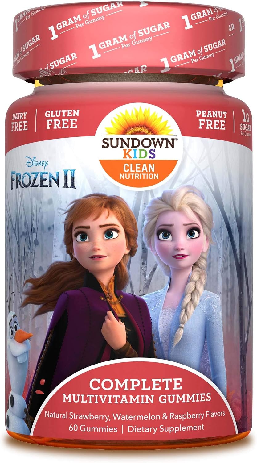 Sundown Kids Disney Frozen 2 Multivitamin Gummies, Vitamins A, C, D, E, Gluten-Free, Dairy-Free, Peanut-Free, 60 Count