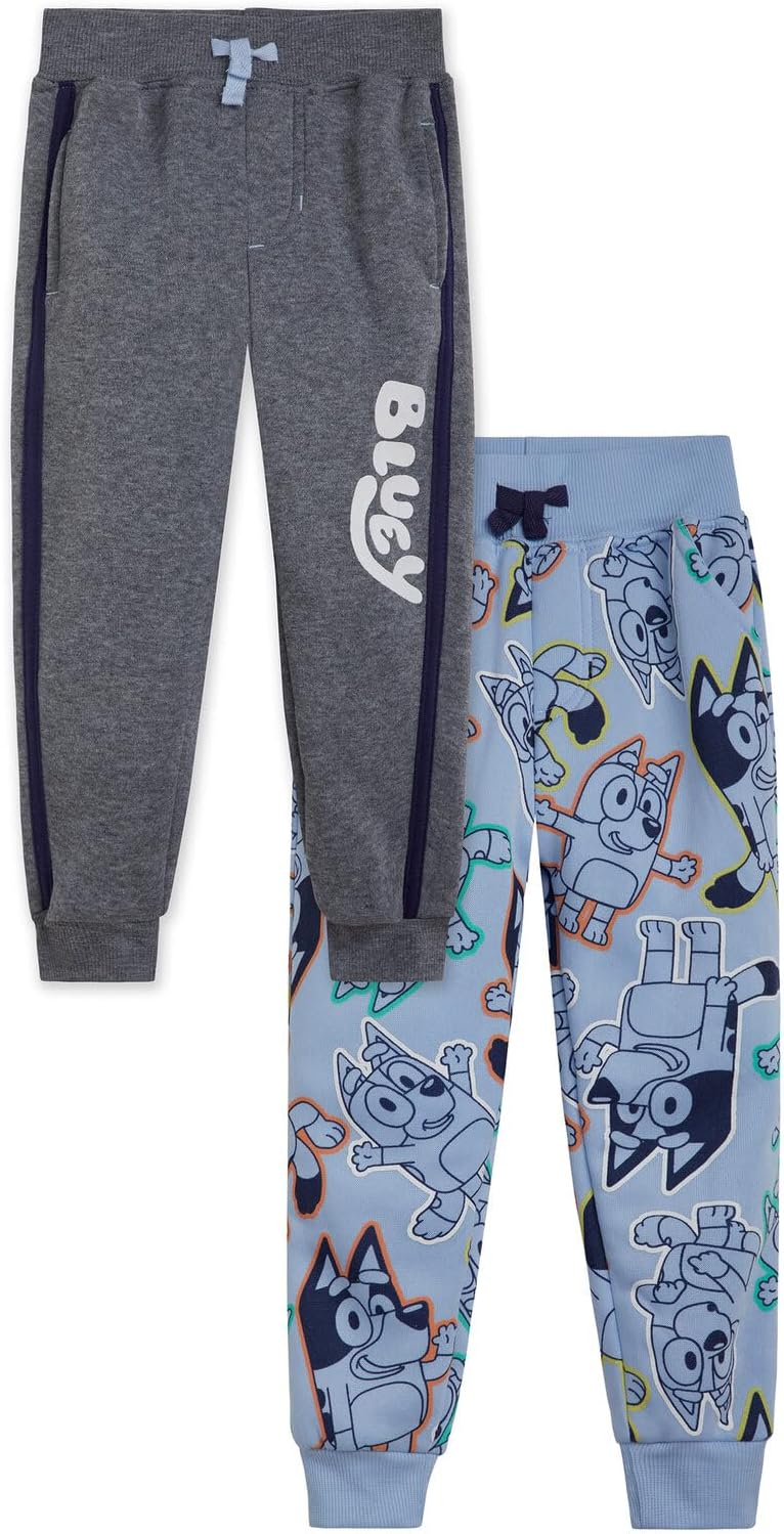 Bluey Fleece 2 Pack Jogger Pants Toddler to Big Kid Sizes (2T - 10-12)