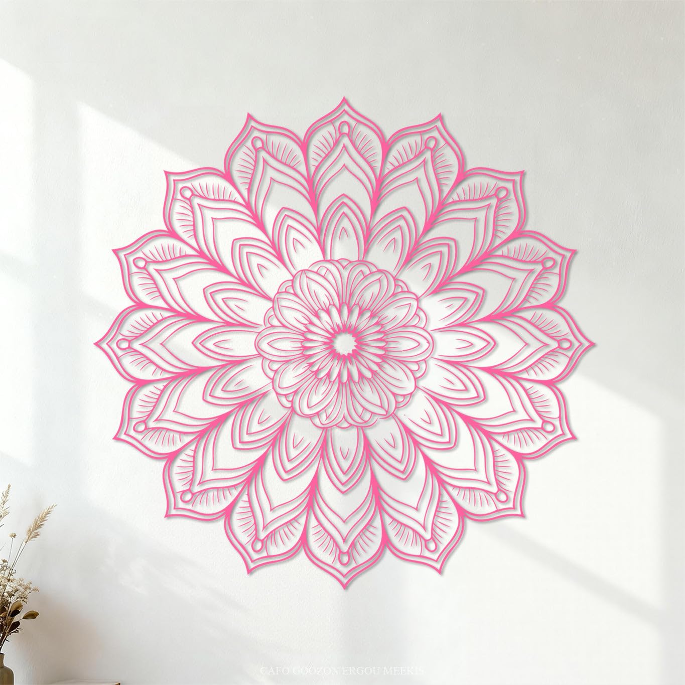 Wall Decals PVC Mandala Outline 72x73.2cm Multi Color Selection Pink