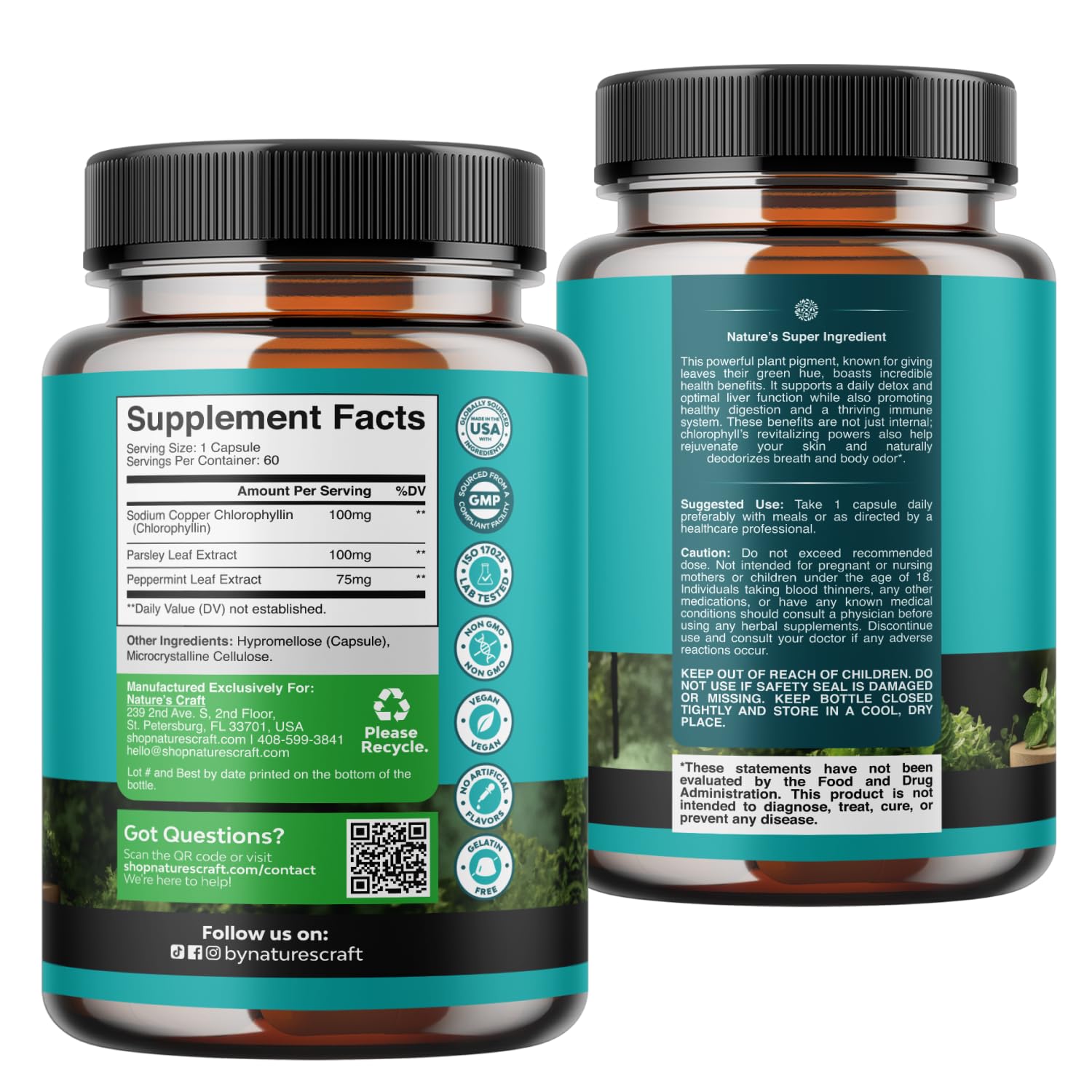 Chlorophyll Complex Capsules Internal Deodrant Pills- 60 Count — Amazon image 7