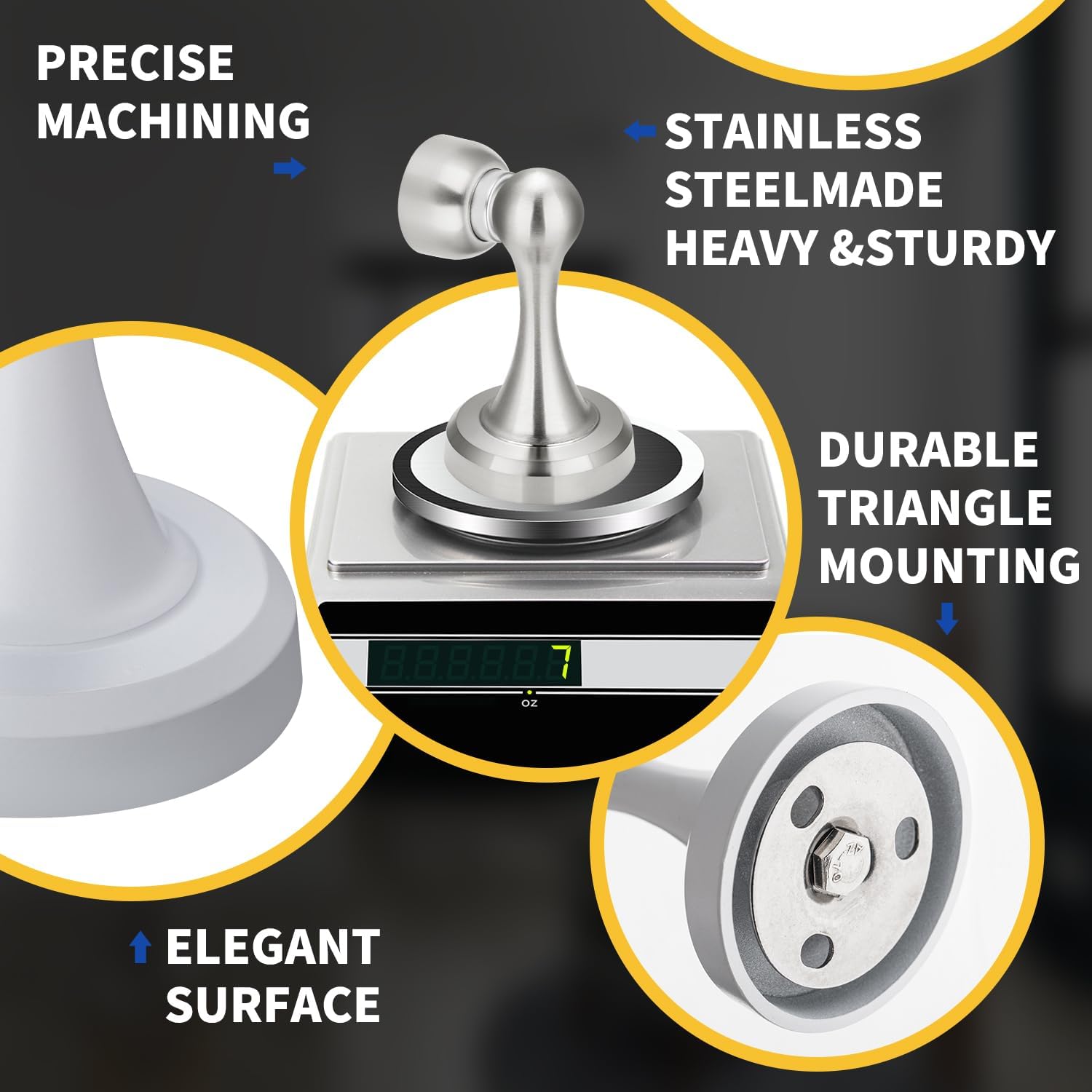 Magnetic Door Stop - Heavy Duty Door Stopper, Premium Stainless Steel, Anti-Rust, Suitable for Various Door Types, Wall & Floor Mount, 2 Pack (2, Stainless Steel)