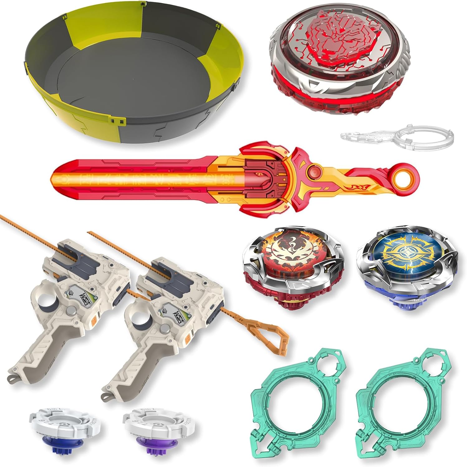 INFINITY NADO S7 Battle Arena Set with 2 Modular Launchers & 1 Sword Launcher, Metal Defense/Endurance Type Battle Top Toy, Right/Left-Spinning Top Game Toys for Boys Girls 5+