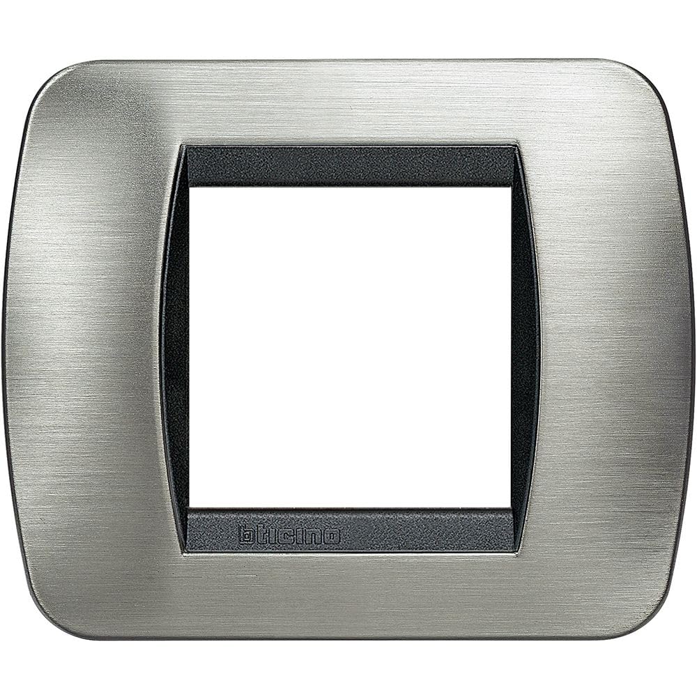 Bticino L4802ACS plaque de rechange acier brossé pour rénover vos interrupteurs