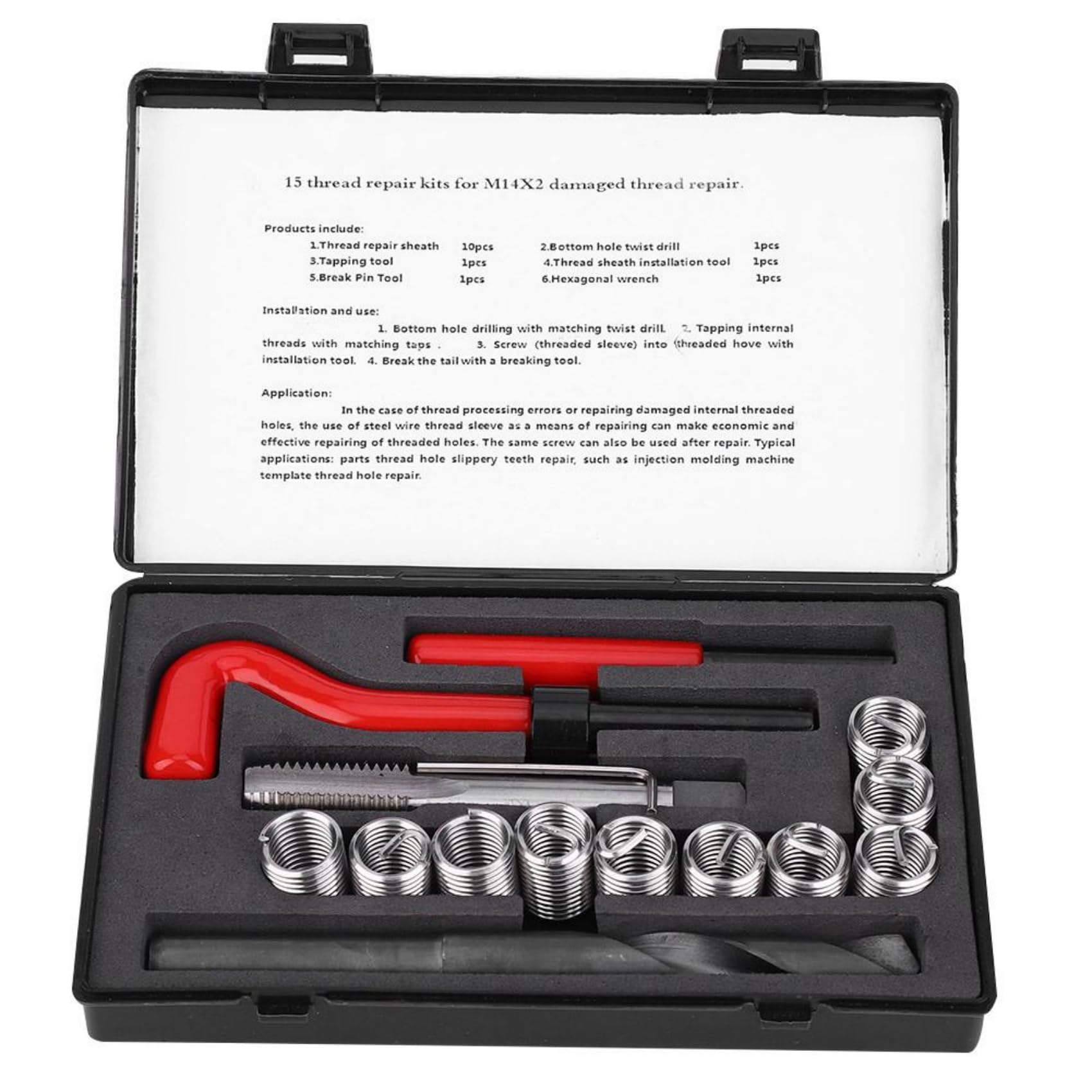 Kit reparation filetage M14 en inox 15 pcs pour helicoil