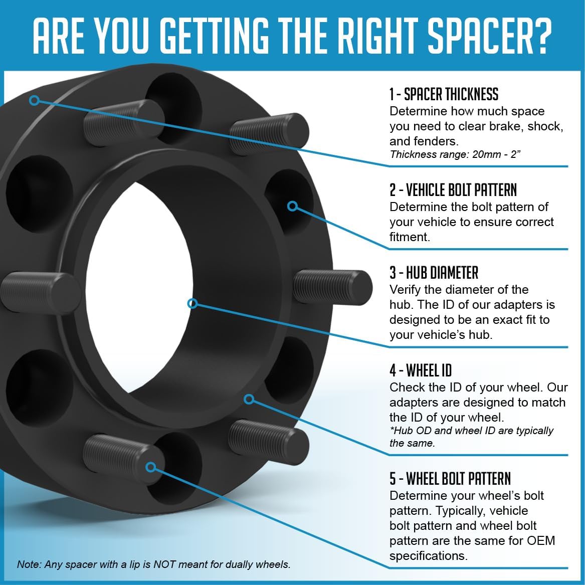 Wheel Accessories Parts 1 Pc Hub Centric Wheel Spacers 6x5.5 6x139.7mm 2 Inch Thick 95.05mm Hub M12X1.5 12x1.5 Thread Stud Fits Toyota Trucks 96mm Hub to 106mm ID Wheels.