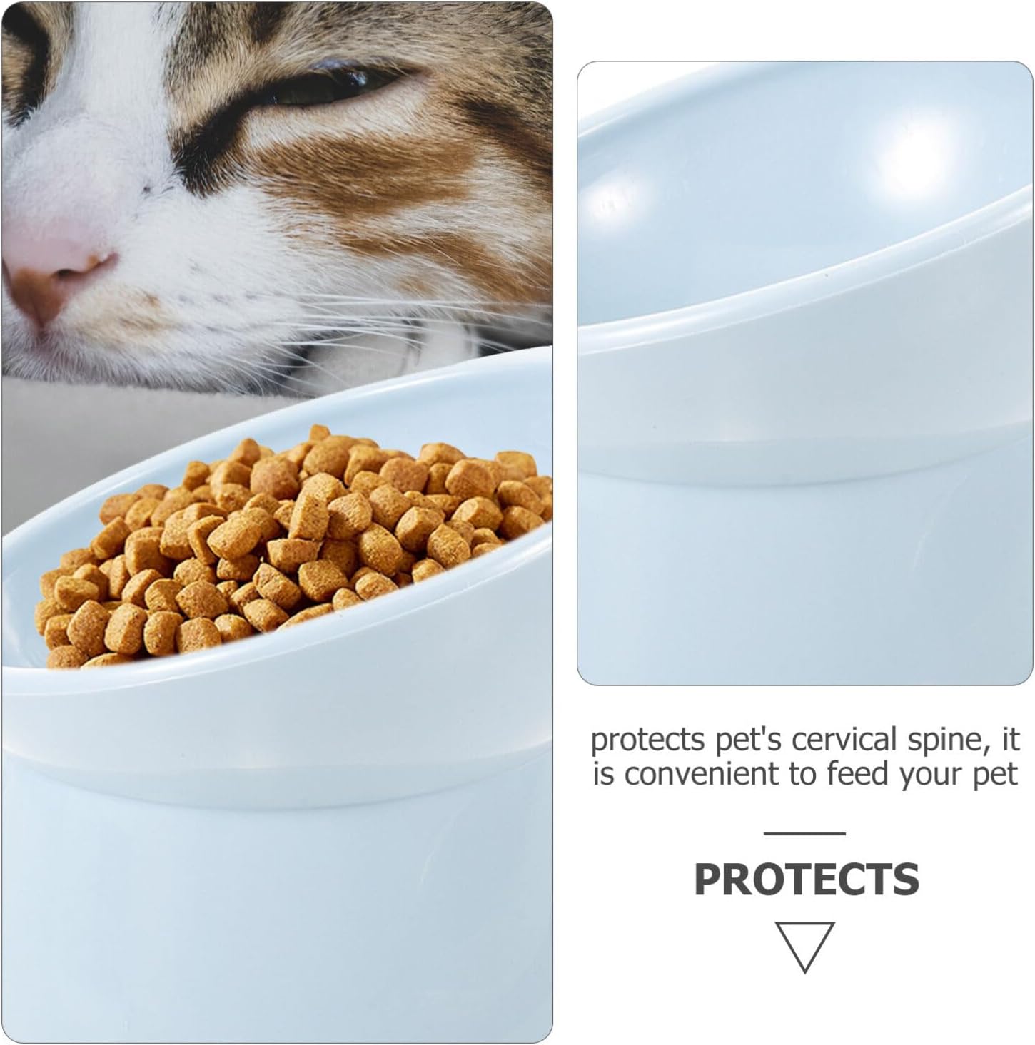 DOITOOL 6PCS Plastic Tilted Elevated Cat Bowls Raised Cat Food Bowls Pet Cat Elevated Feeding Bowl Raised Cat Dish for Flat Faced Cats, Protect Pets Spines, Kitten, Water