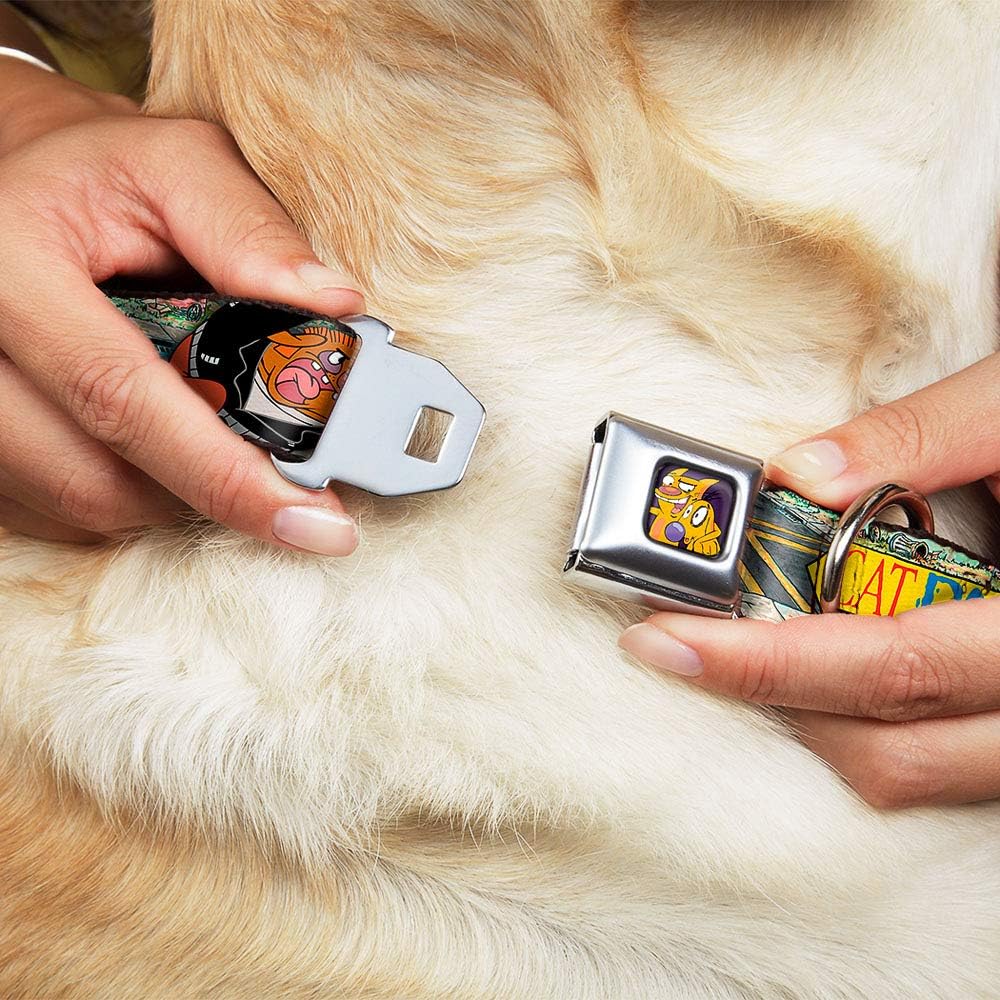 Buckle-Down Seatbelt Buckle Dog Collar - CATDOG Characters Running - 1" Wide - Fits 15-26" Neck - Large