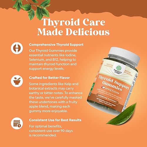 Miniatura 11 de Complejo de apoyo a la tiroides de hierbas – Suplemento tiroideo de yodo con lirosina L vejiga selenio y ashwagandha – Suplemento energético