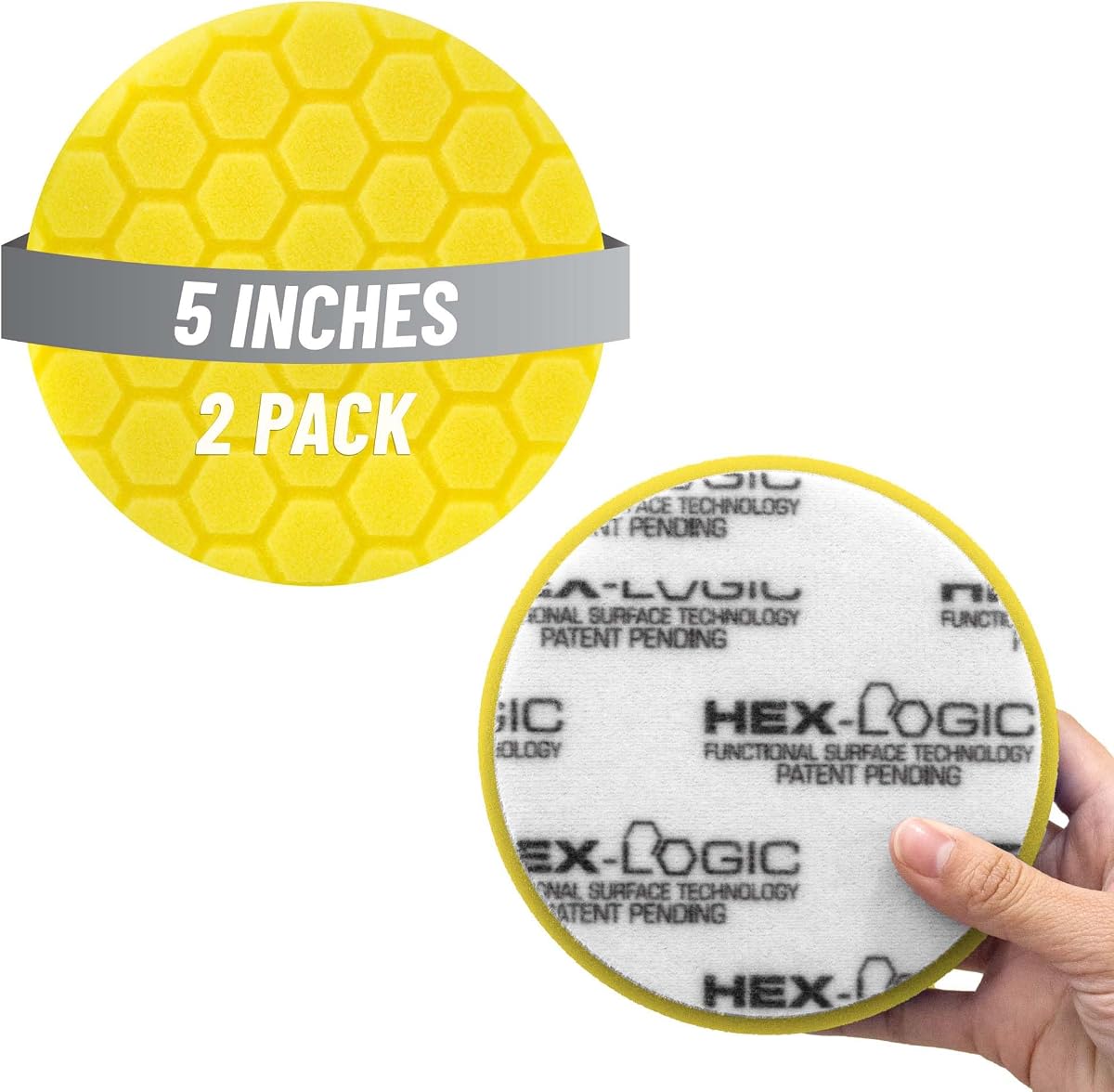 Chemical Guys, Hex-Logic Quantum Heavy Cutting Pad, Yellow, 5.5 in, 2 Pack | Firm yellow Quantum cutting foam pads level deep swirls and scratches with compounds on polishers, two pack