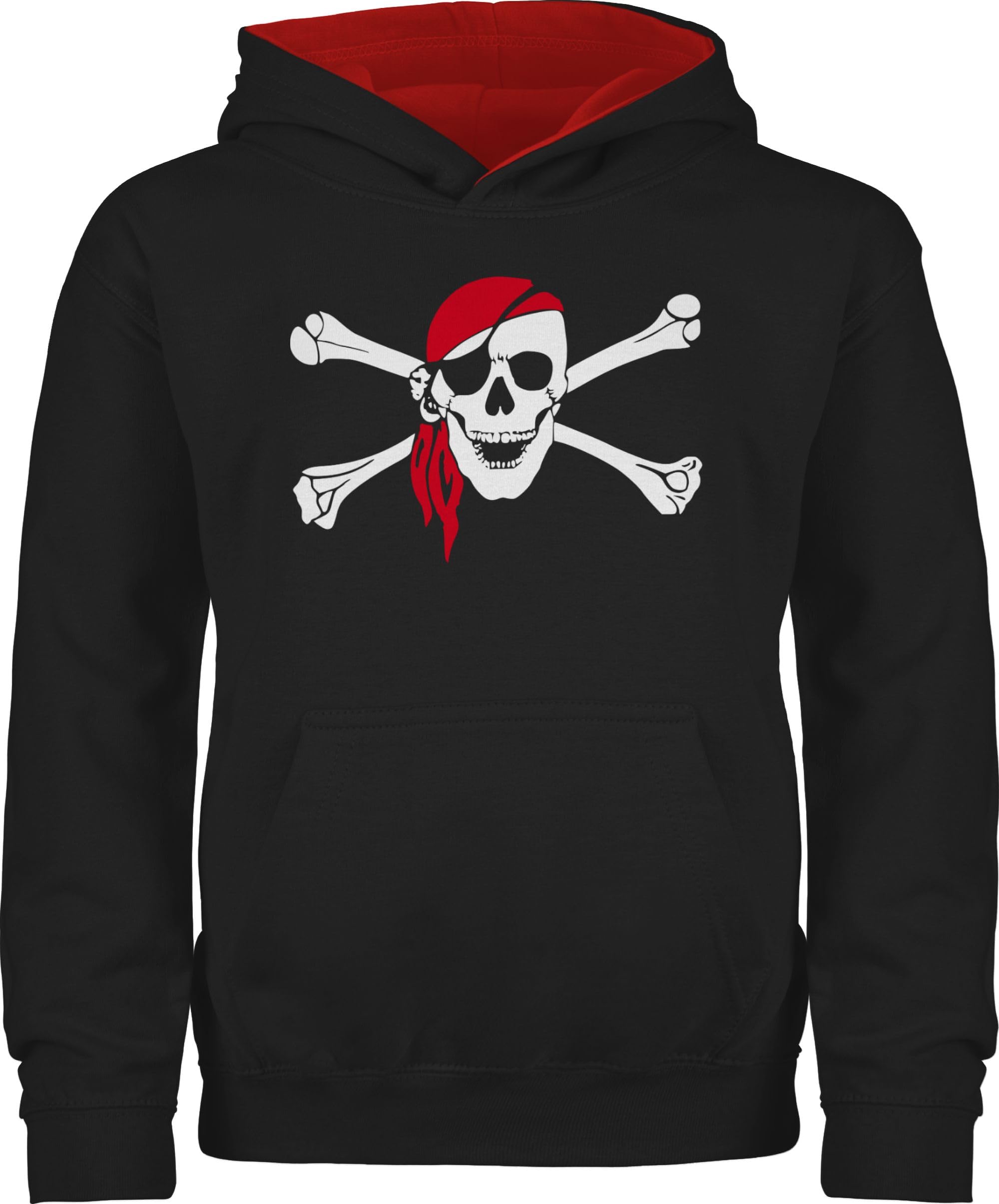 Shirtracer Kinder T-Shirt Jungen - Totenkopf Pirat Mit Kopftuch Motiv, Grau Meliert, 100% Baumwolle