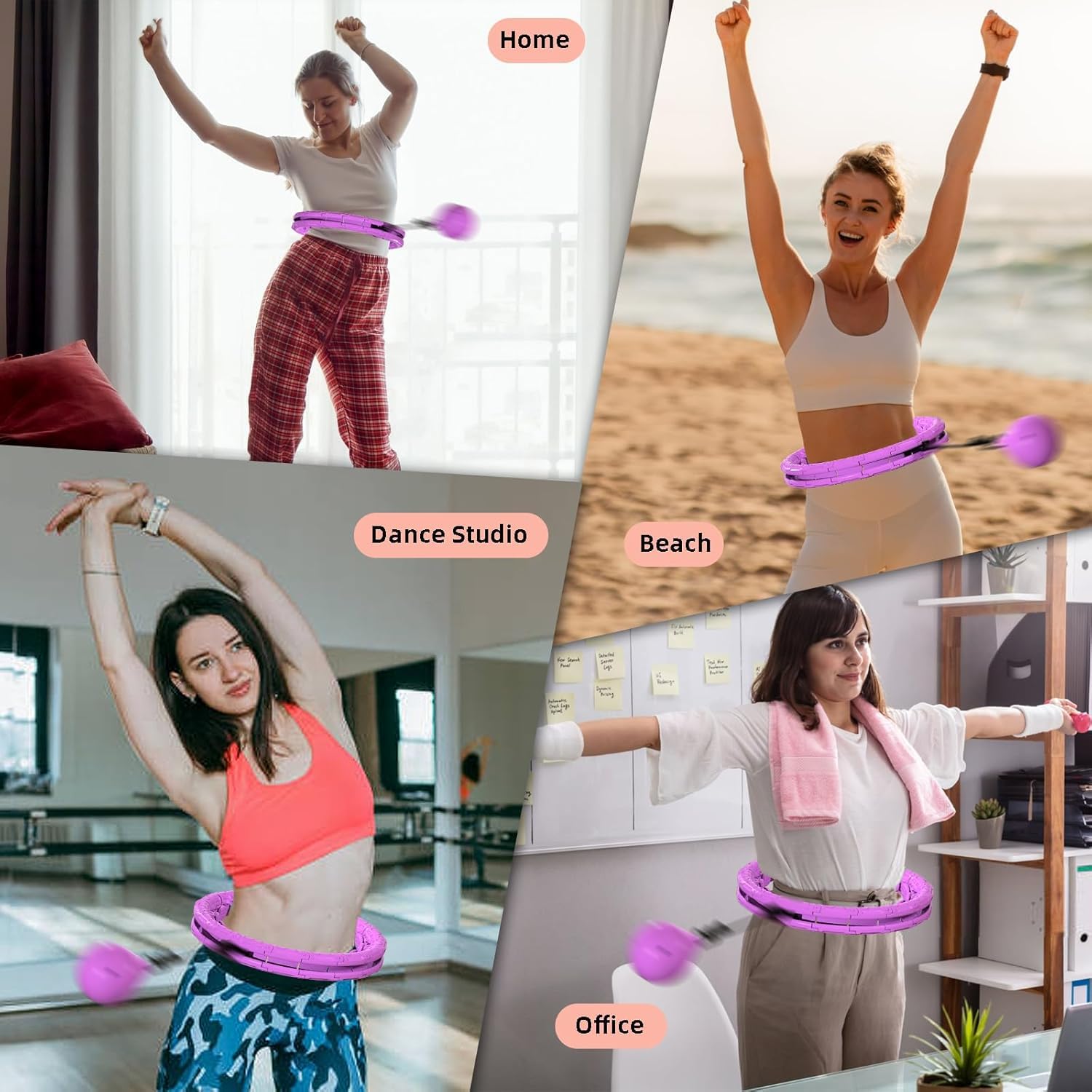 C2SK Weighted Hula Hoop for Adults Weight Loss, Infinity Fitness Hoop with 24 Detachable Links, Plus Size Smart Exercise Hoop for Women, Beginners, Home Gym (Multicolor Pack of 1) 3