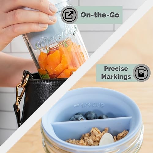 Miniatura 6 de Masontops Snack Stack - Separador de tarros de avena durante la noche, tarros de ensalada para tarros de boca ancha para avena durante la noche,