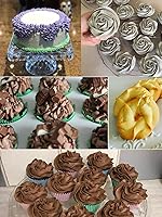 Vista 2 de Punta de tubería 1M 2D 2F con bolsas de pastelería desechables de 12 pulgadas, juego de bolsas de pastelería y puntas con punta de estrella abierta