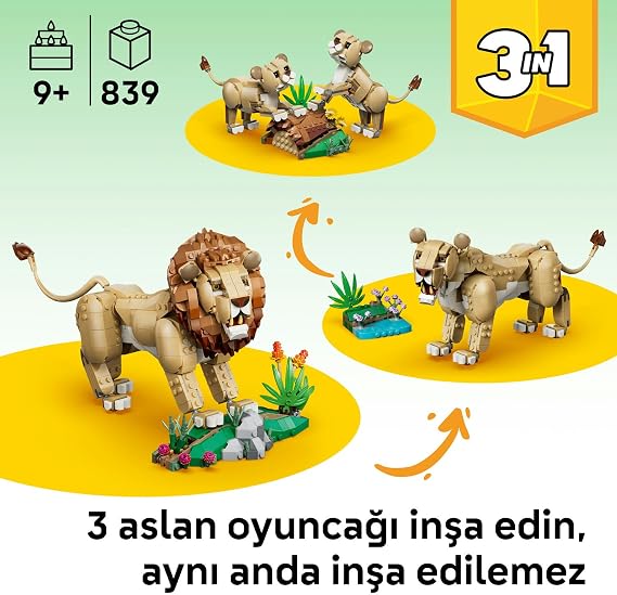 LEGO Creator 3’ü 1 Arada Vahşi Hayvanlar: Görkemli Aslan 31386