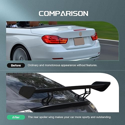 Miniatura 4 de SCITOO Alerón de alerón de 57 pulgadas, universal, color negro mate, estilo GT