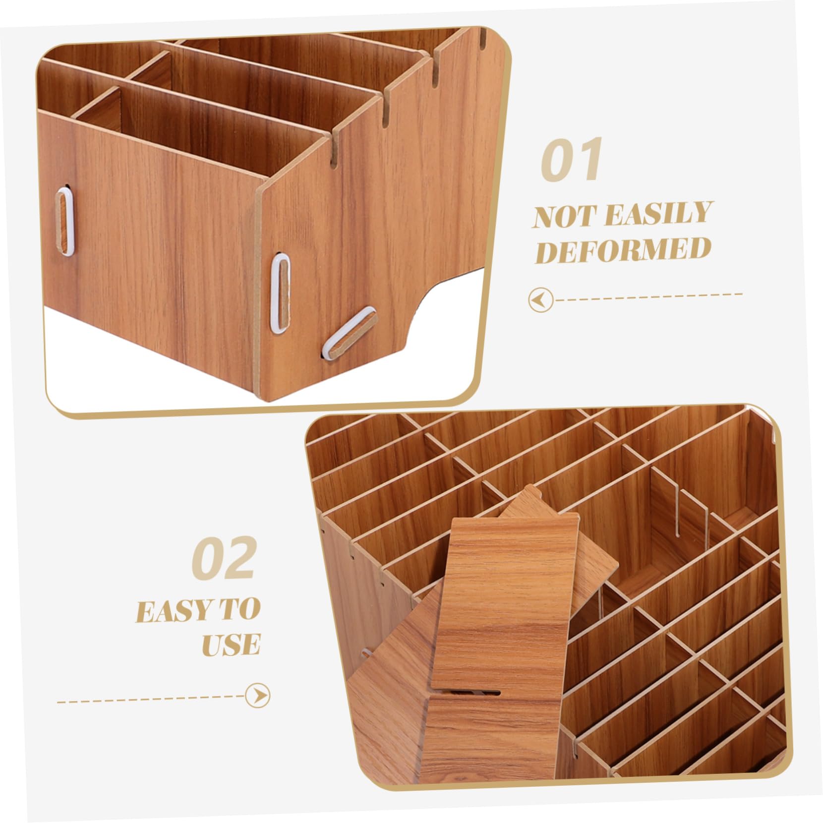 SHINEOFI Caja De Almacenamiento De Madera Soporte Teléfono Organizador De Escritorio Múltiples Compartimentos