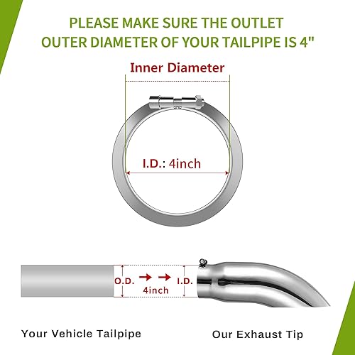 Miniatura 9 de AUTOSAVER88 Punta de escape de 5 pulgadas, entrada de 5 pulgadas, salida de 5 pulgadas, punta de tubo de escape abatible de acero inoxidable de 15
