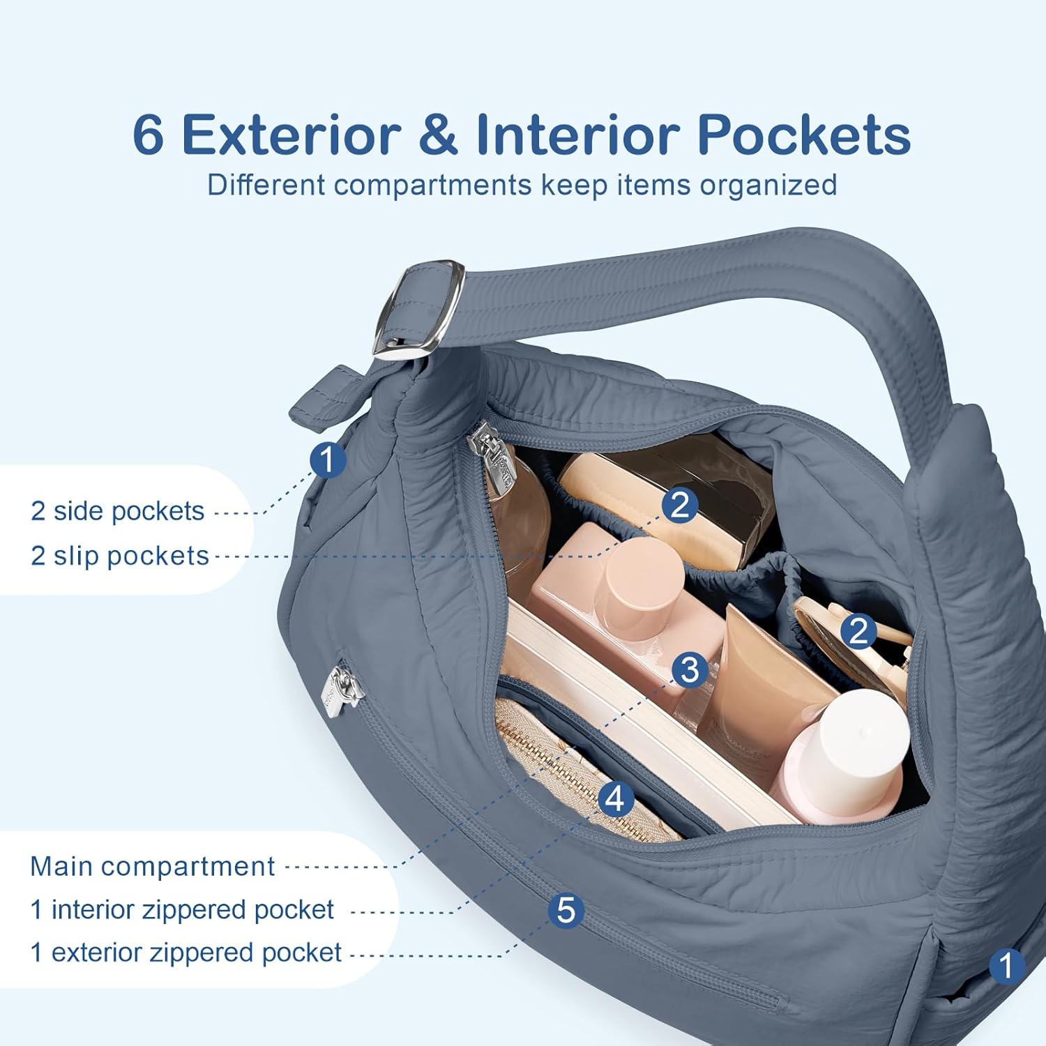 TOPDesign Quilted Puffer Shoulder Bag for Women, Trendy Lightweight Hobo Crescent Bag with Adjustable Strap - Image 7