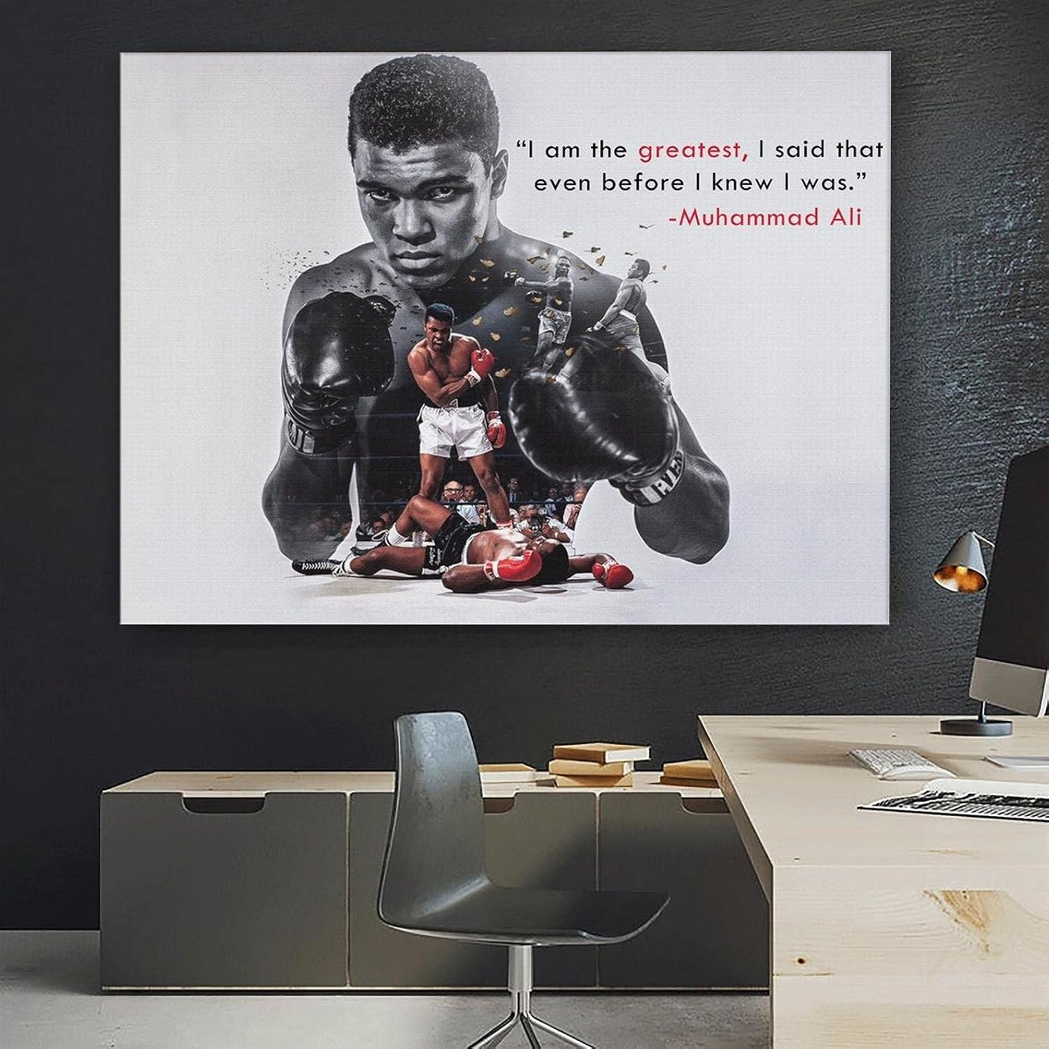 MUSA Muhammad Ali poster - Muhammad Ali famous quote canvas print - Motivationnal Wall Art - Boxing poster - Sport home decor- Cassius Clay (40x30)