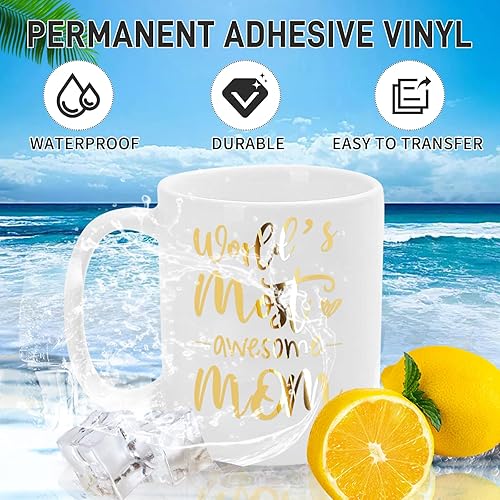 Miniatura 5 de IModeur Vinilo permanente dorado brillante para Cricut, rollo de vinilo adhesivo permanente metálico de 12 pulgadas x 12 pies, paquete de vinilo