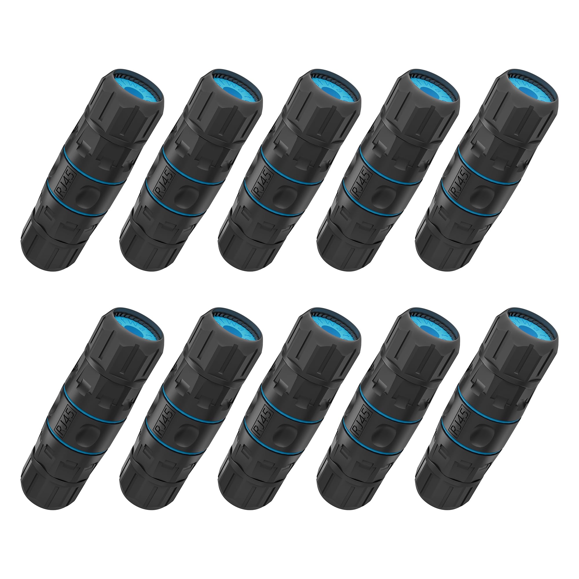 Elecan Lot de 10 coupleurs RJ45 étanches IP68 Cat 6 1000 Mbps FTP blindé femelle vers femelle Ethernet LAN, utilisation en intérieur et en extérieur pour appareils de caméras IP PoE Cat6/Cat 5e 5