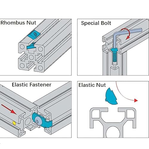 Miniatura 5 de Paquete de 2 perfiles de extrusión de aluminio 2020 de longitud 39.37 pulgadas39.370 in, negro, 0.787 x 0.787 in, serie 20 T, tipo T, perfiles de
