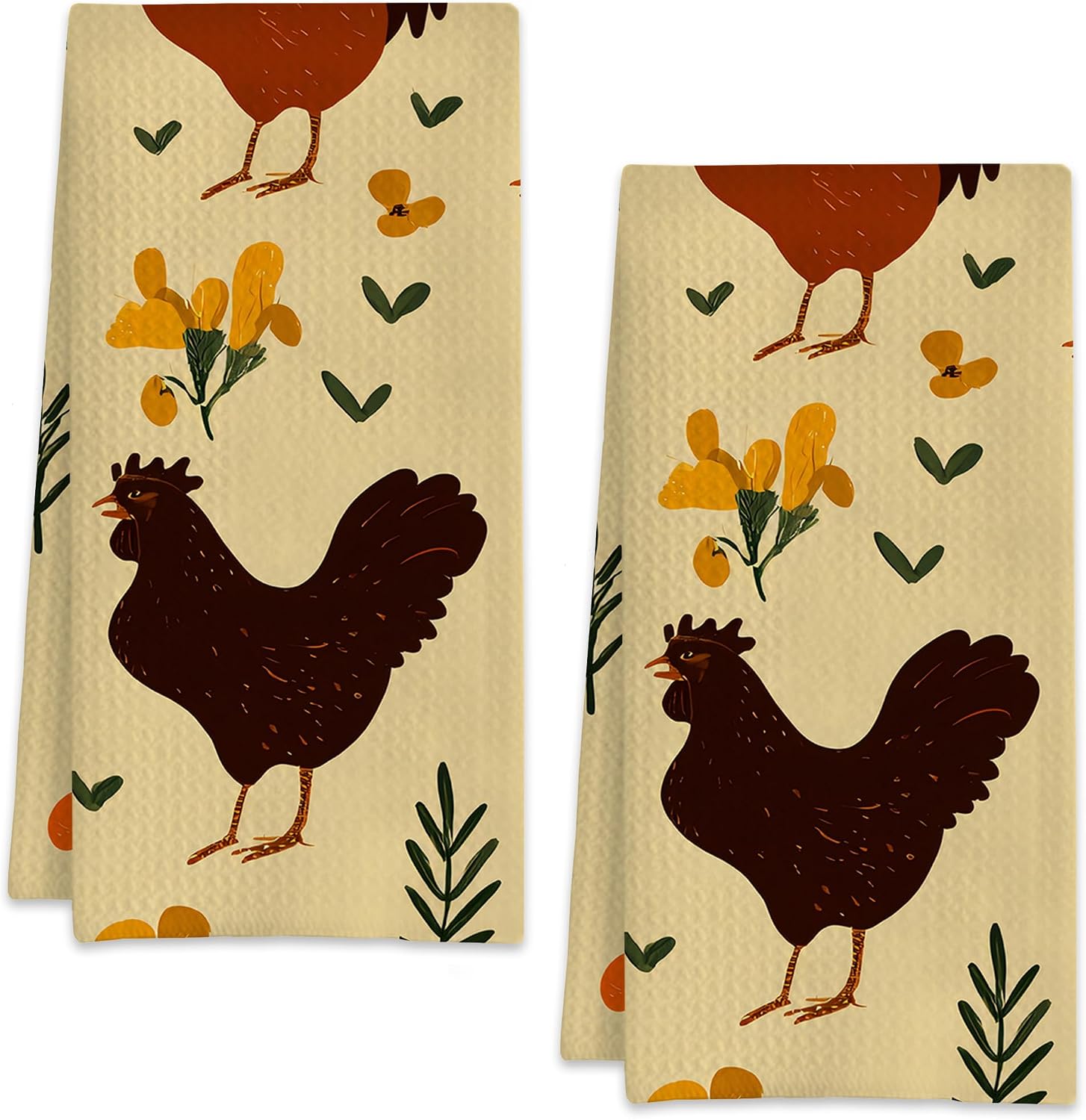 Red Cherry Fruits Hand Towels for Bathroom Set of 2,Soft Absorbent Waffle Weave Kitchen Towels Dish Towel,Decorative Bathroom Towel for Kitchen Yoga Home Decor 16X24 Inch