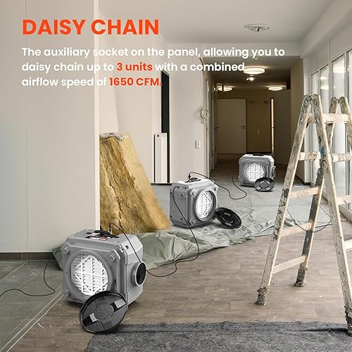Miniatura 4 de Abestorm Depurador de aire, máquina de aire negativo con filtración de 3 etapas y entrada de aire de 16 pulgadas para purificador de aire doméstico,